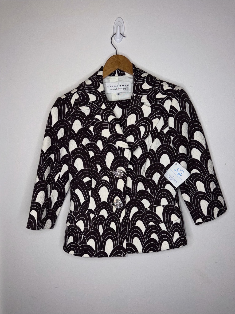 Trina Turk Black & White Patterned Cropped Jacket and pants set
